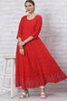 Red Viscose Kalidar Kurta image number 5